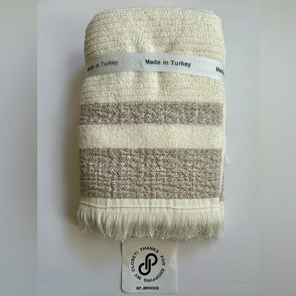 🎁Hotel Balfour 4PC Bath Towel Set - Cotton - CRMLTBG - Cream & Heather Taupe